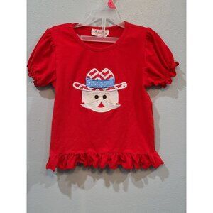 Smock Monkey Shirt Girl's 3T Red Ole Miss Rebels Applique Graphic Football Fall